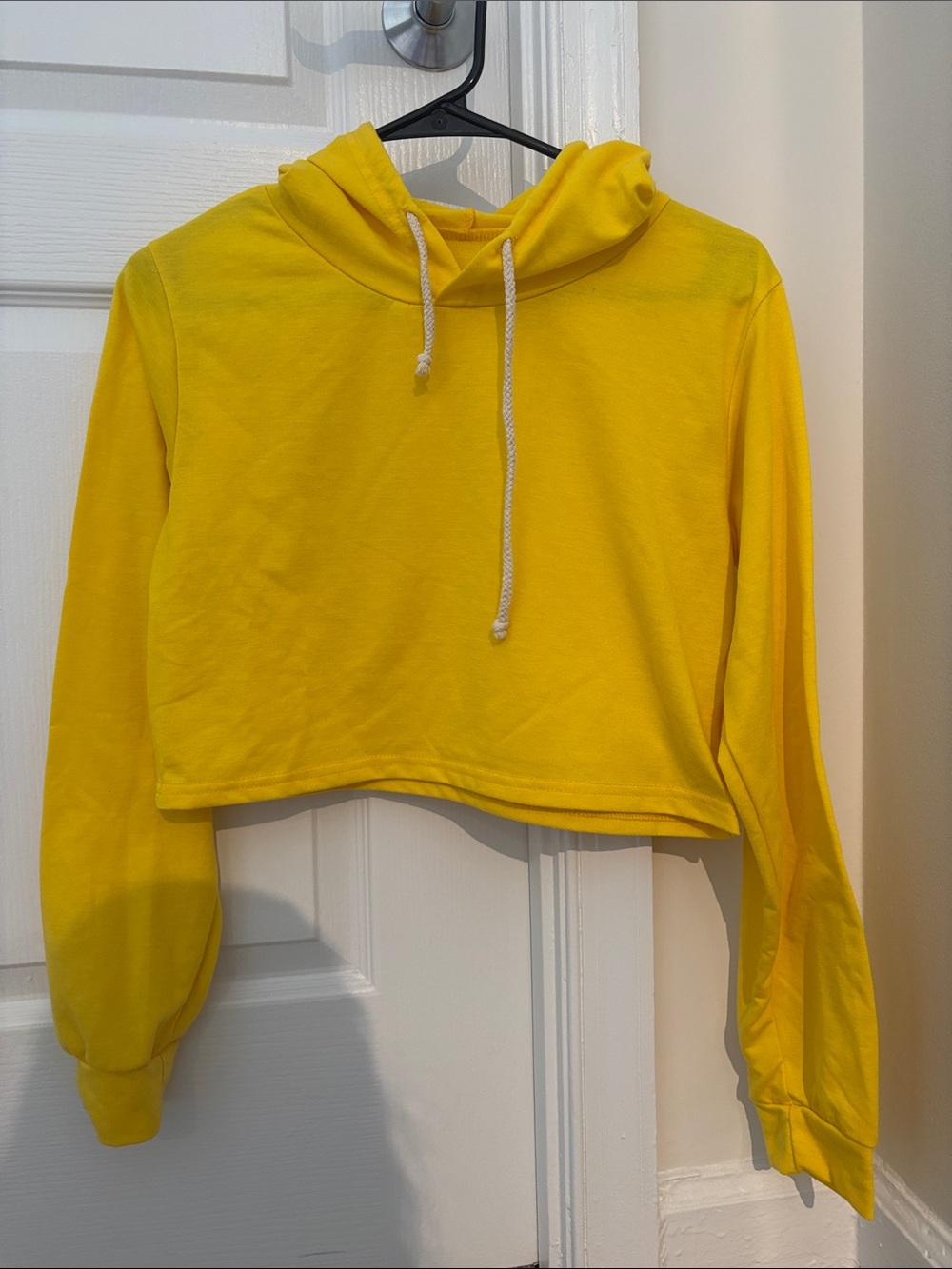 Bright Yellow Cropped Hoodie for Women